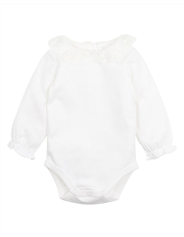 Bebe Girls Lace Collar LS Bodysuit