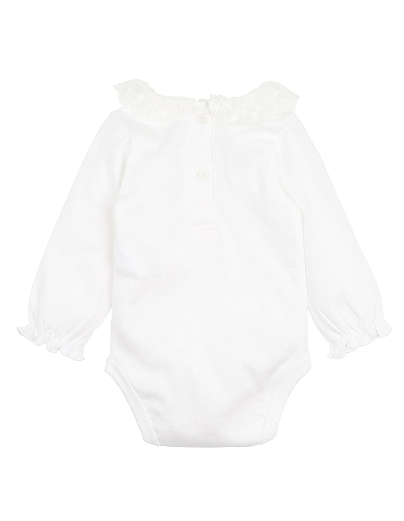 Bebe Girls Lace Collar LS Bodysuit