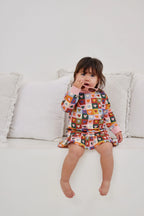 Kapow Kids Heart Checkerboard Drop Waist Dress