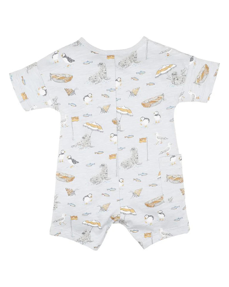 Fox & Finch Puffin Print Short Sleeve Romper