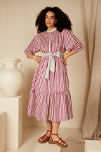 Bohemian Traders Dolman Dress || Grape Stripe