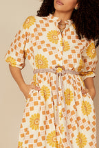 Bohemian Traders Spiral Dolman Midi Dress || Geo Swirl