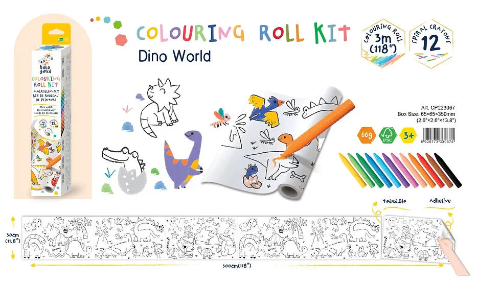 Haku Yoka: Coloring Roll Kit - Dino World