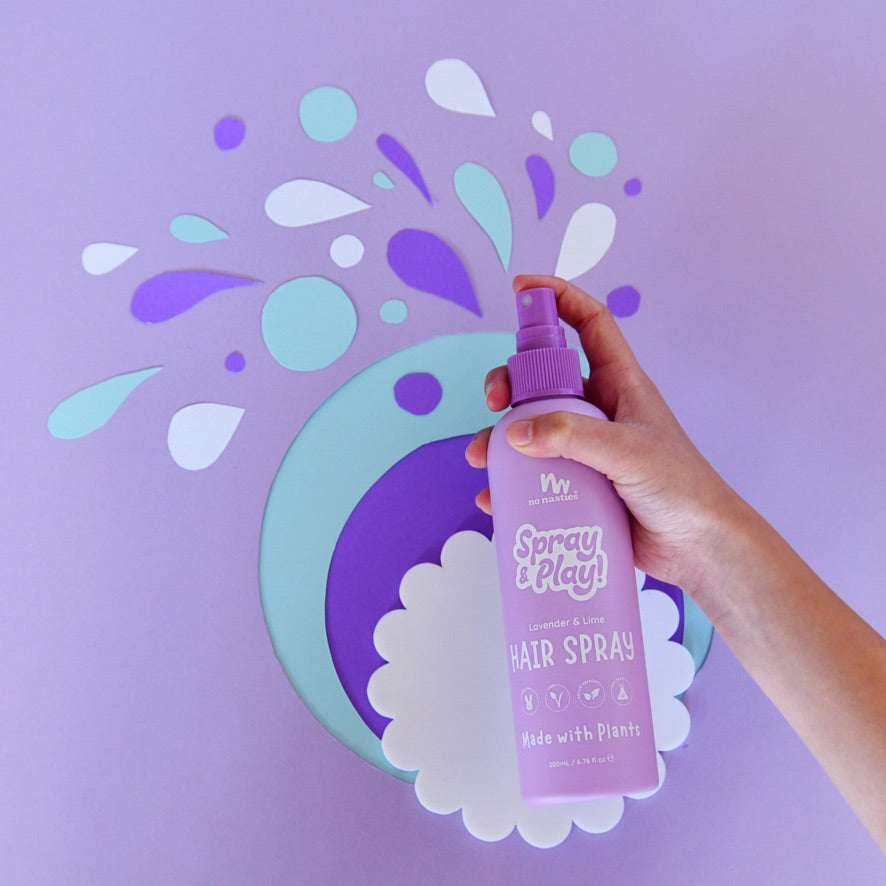 No Nasties Kids Plant Based Alcohol Free Hair Spray in Calming Lavender and Fresh Lime 200ml