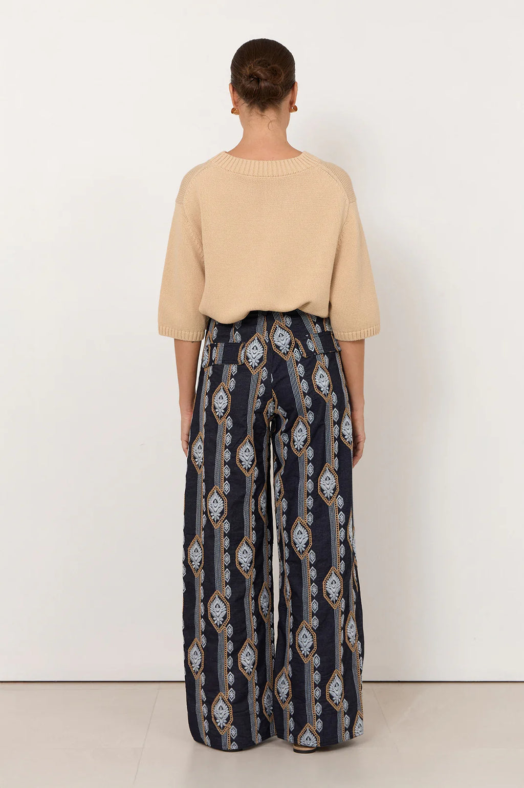 Adorne Avalon Lightweight Denim Embroidered Pant