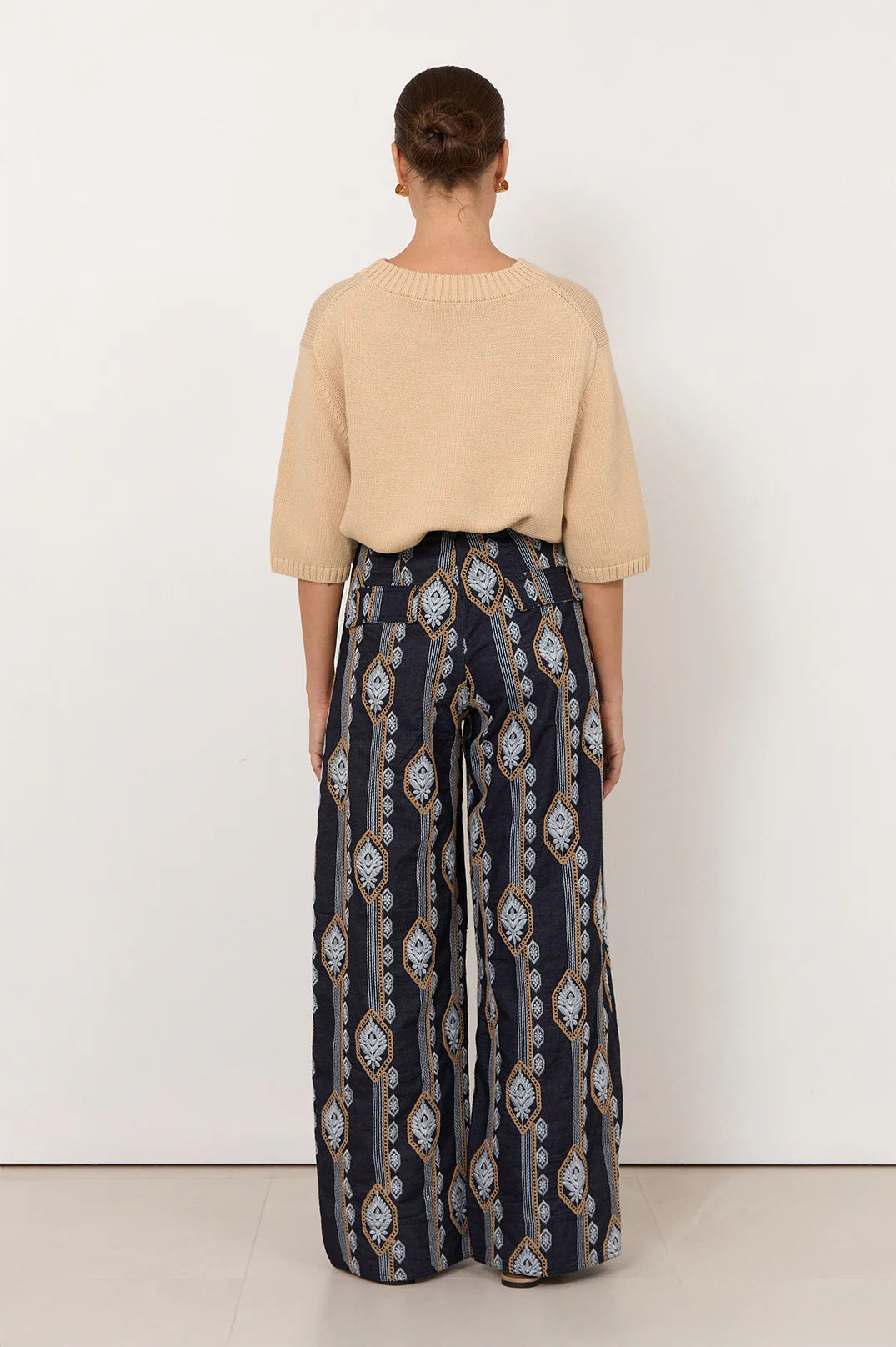 Adorne Avalon Lightweight Denim Embroidered Pant