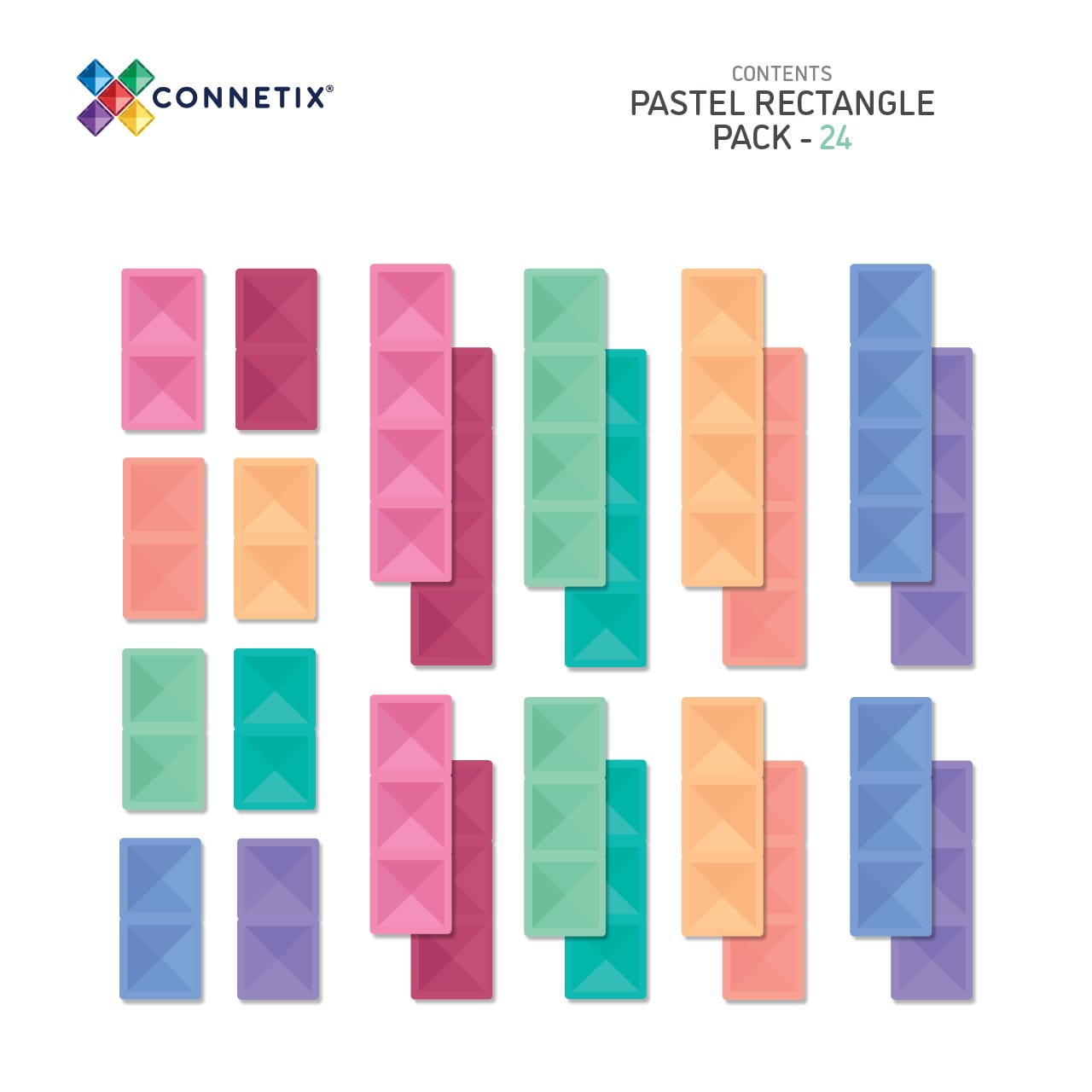 Connetix Pastel Rectangle Pack 24pc