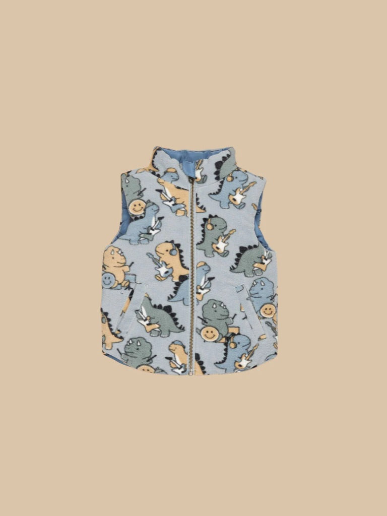 Huxbaby Dino Band Reversible Fleece vest