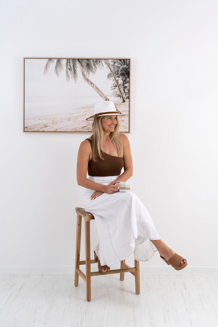 Sundaíse Bianca Panama White Suede Trim Hat
