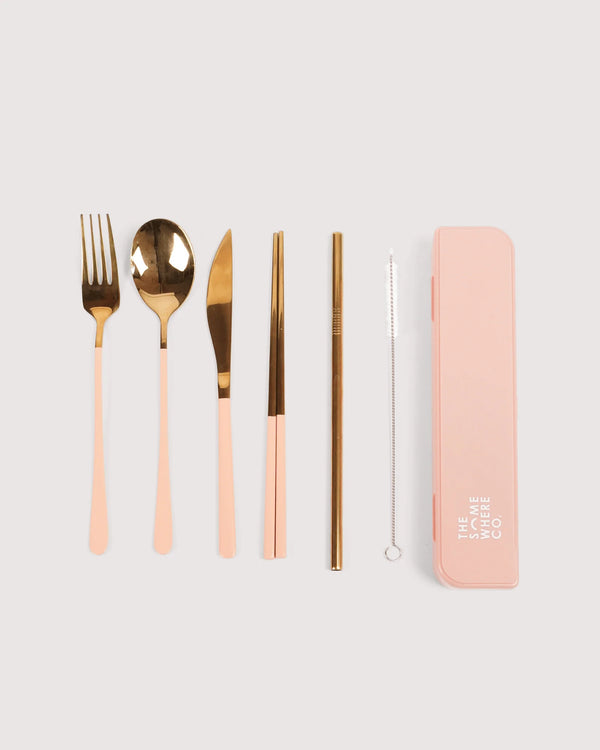 The Somewhere Co The Kit Cutlery set Gold & Brush