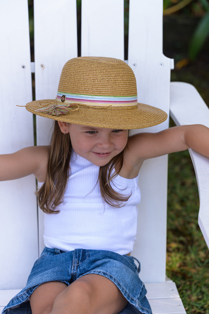Sundaíse Danica Hat Coloured Stripes with Tassel 3-6Y