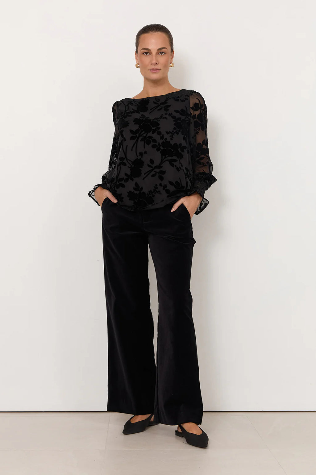 Adorne Clover Burnout Top