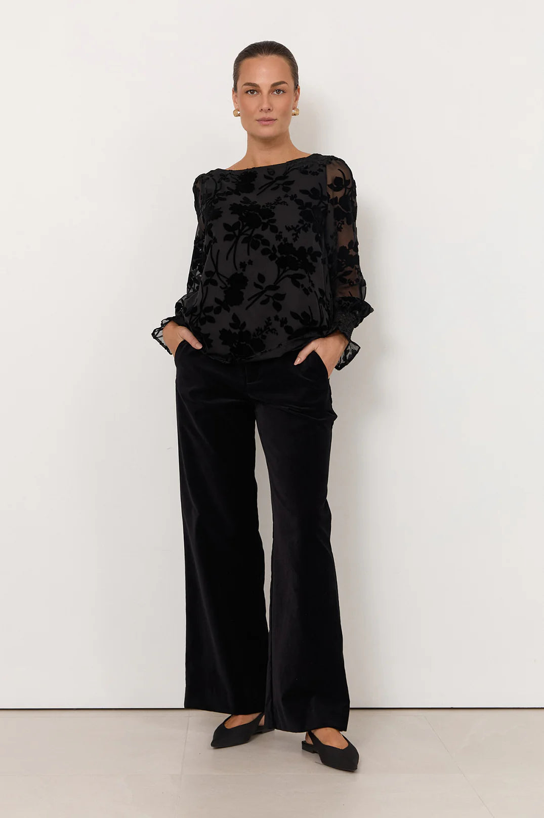 Adorne Clover Burnout Top