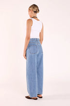 Feather & Noise Lola Barrel Jeans Panel Deep Blue