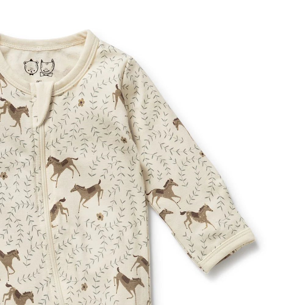 Wilson & Frenchy Trixie Horse Organic Terry Zipsuit With Feet
