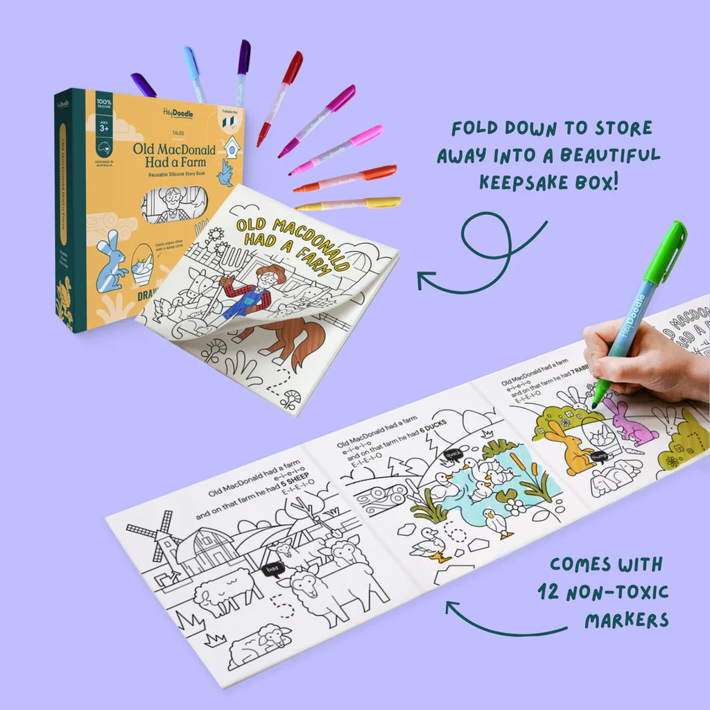 Hey Doodle Old MacDonald Had a Farm Tales - Reusable Colouring Book