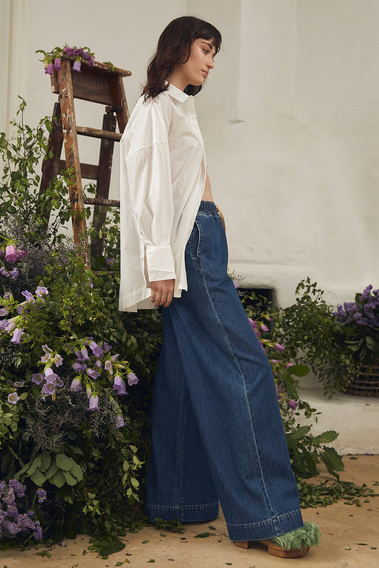 Bohemian Traders - ELASTIC WAIST PANT IN MID BLUE