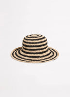 Seafolly - Raffia Stripe Bucket Hat - black/natural