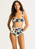 Seafolly Rococo Ruched Front High Waisted Bikini Bottom - Black