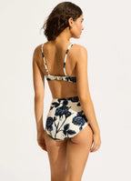 Seafolly Rococo Ruched Front High Waisted Bikini Bottom - Black