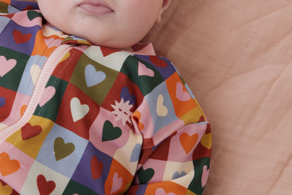 Kapow kids Heart Checkerboard Onesie