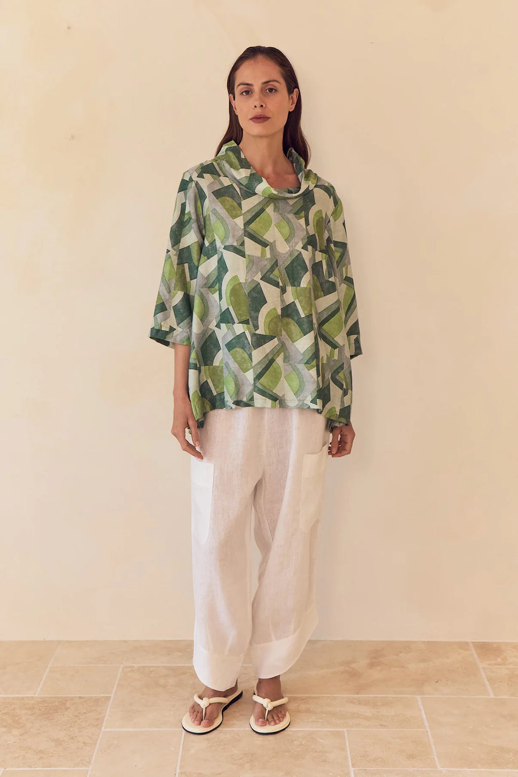 Tirelli High Neck Print Top