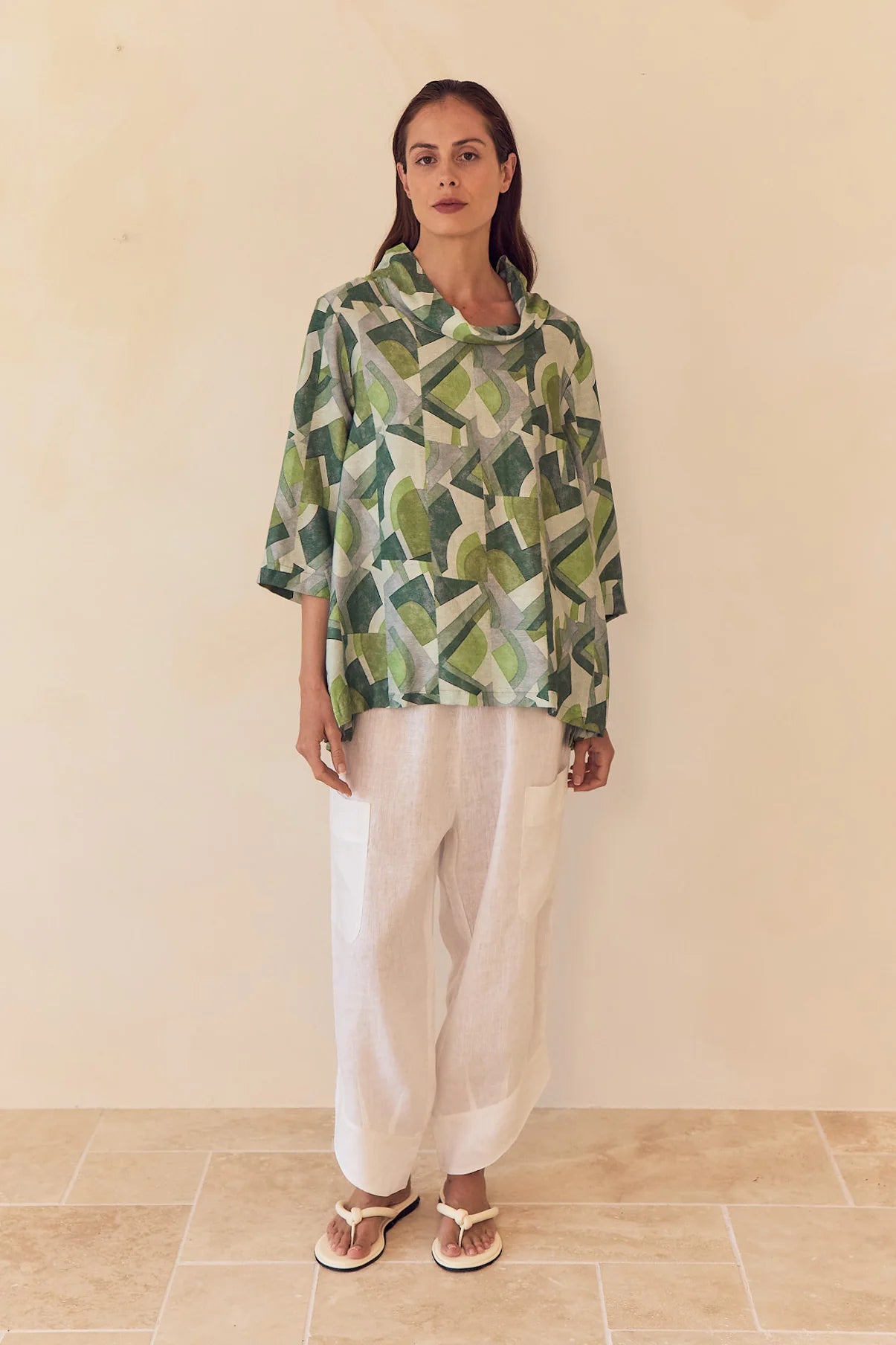 Tirelli High Neck Print Top