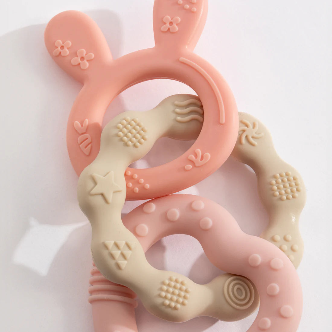 Playground Silicone Bunny Teether - Pink