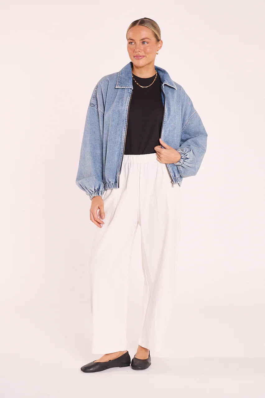 Feather & Noise Harrier Denim Bomber Washed Blue