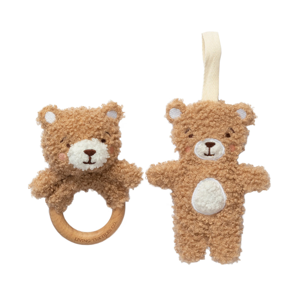 Living Textiles Ring Rattle & Dummy Chain Gift Set - Cuddly Bear
