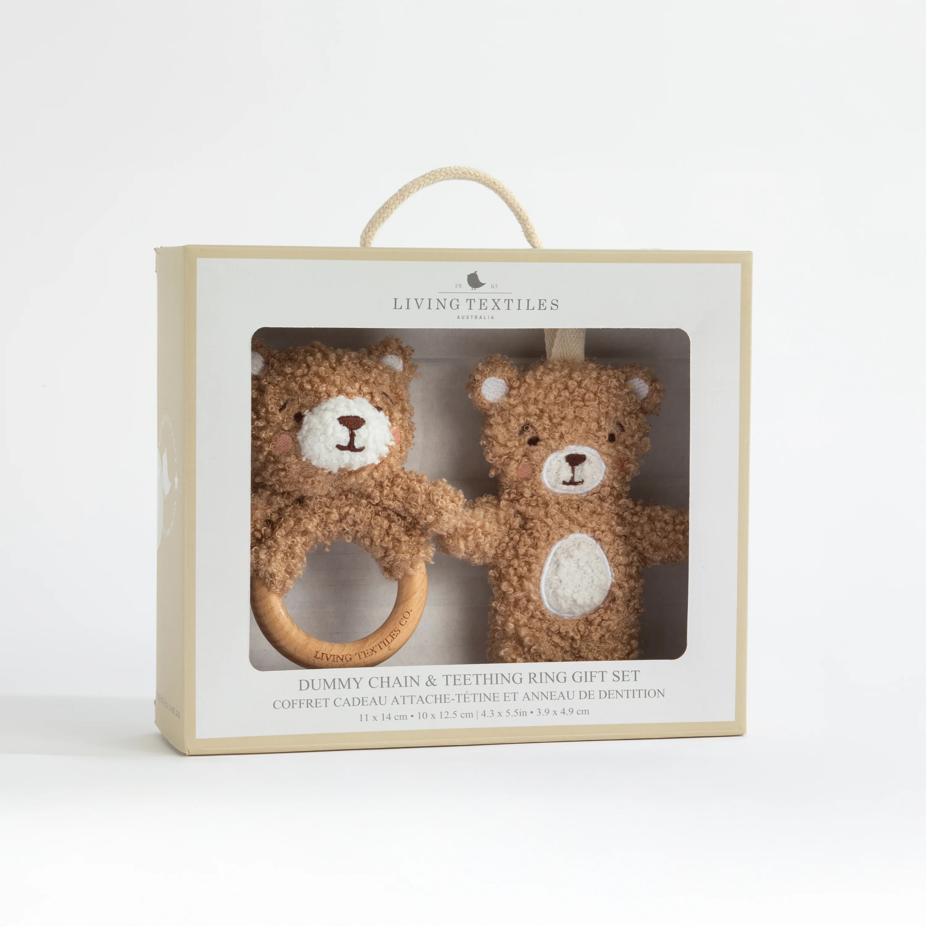 Living Textiles Ring Rattle & Dummy Chain Gift Set - Cuddly Bear
