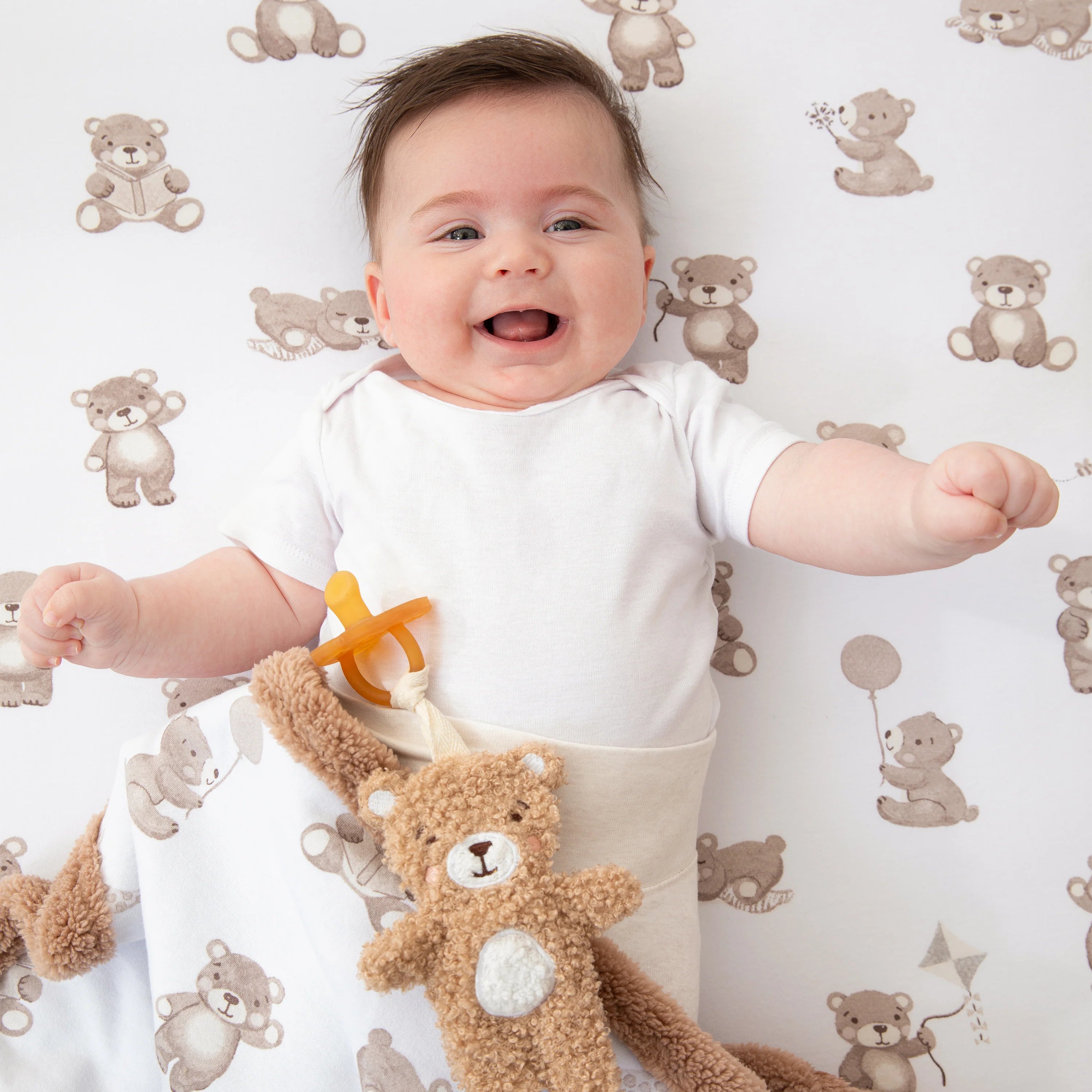 Living Textiles Ring Rattle & Dummy Chain Gift Set - Cuddly Bear