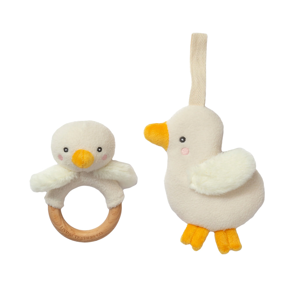 Living Textiles Ring Rattle & Dummy Chain Gift Set - Goosey Goosey
