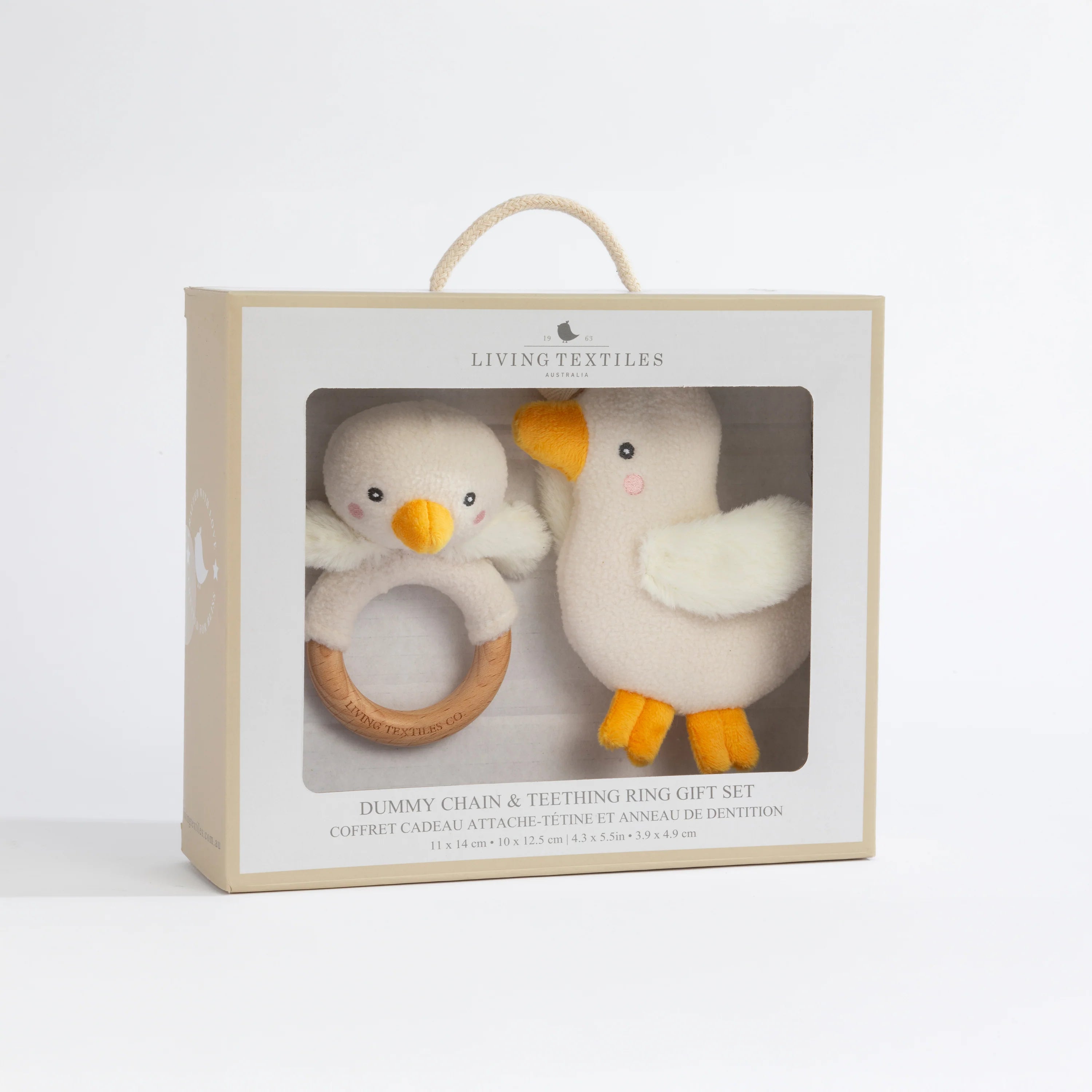Living Textiles Ring Rattle & Dummy Chain Gift Set - Goosey Goosey