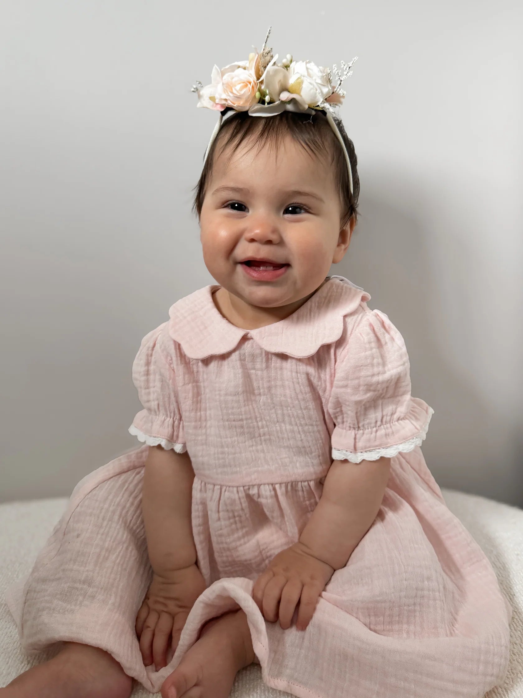 Aster & Oak Pink Muslin Trim Dress