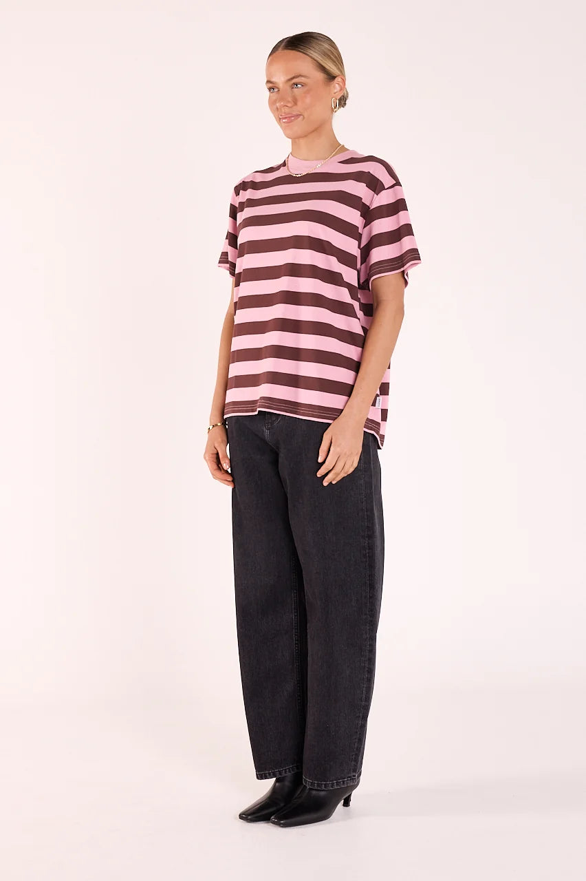 Feather & Noise Carter Bold Tee Violet Plum Stripe