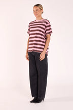 Feather & Noise Carter Bold Tee Violet Plum Stripe