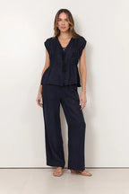 Adorne Lorna Cupro Navy Pant