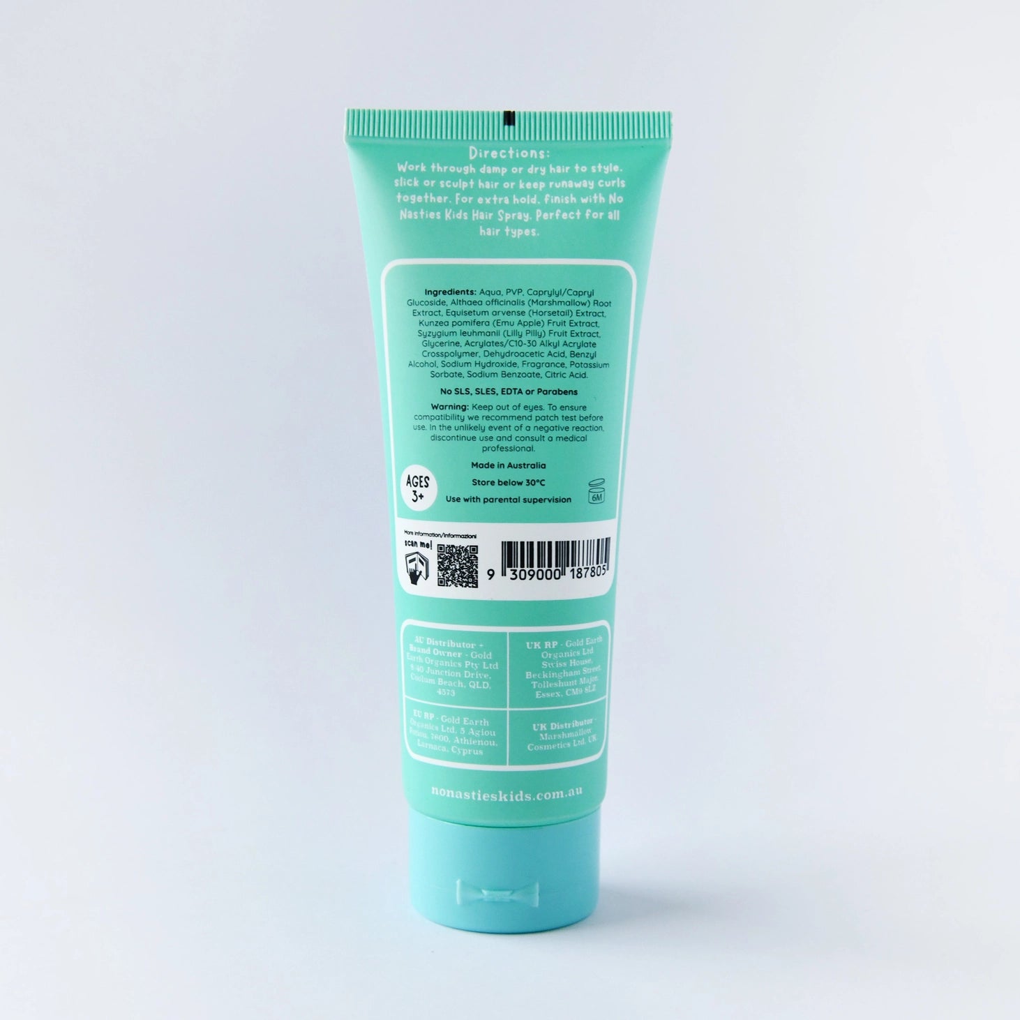 No Nasties Kids Plant Based Kids Hair Gel in Zesty Lime and Fresh Mint 125ml