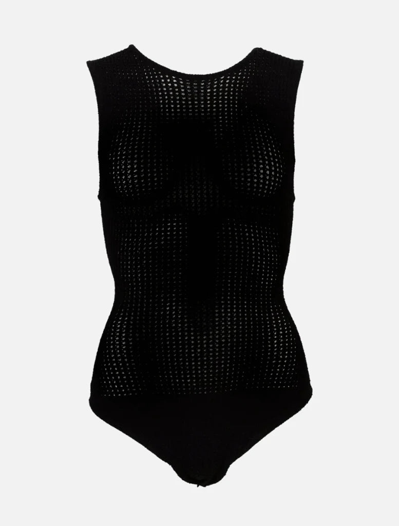 Ena Pelly ARIA CROCHET BODYSUIT - BLACK