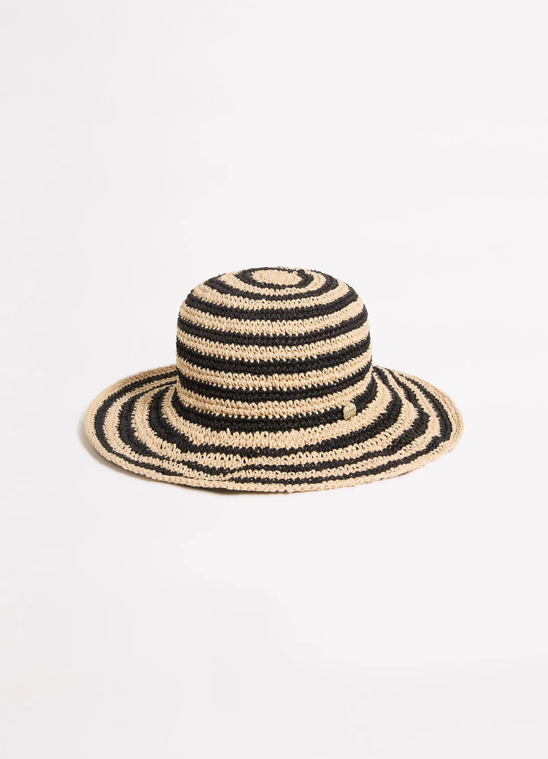 Seafolly - Raffia Stripe Bucket Hat - black/natural