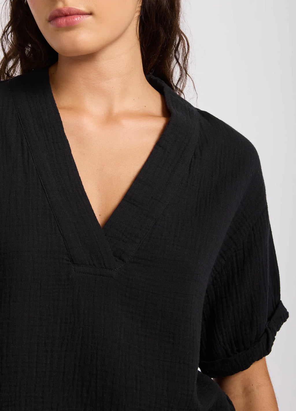 Seafolly - Double Gauze V-Neck Top - Black