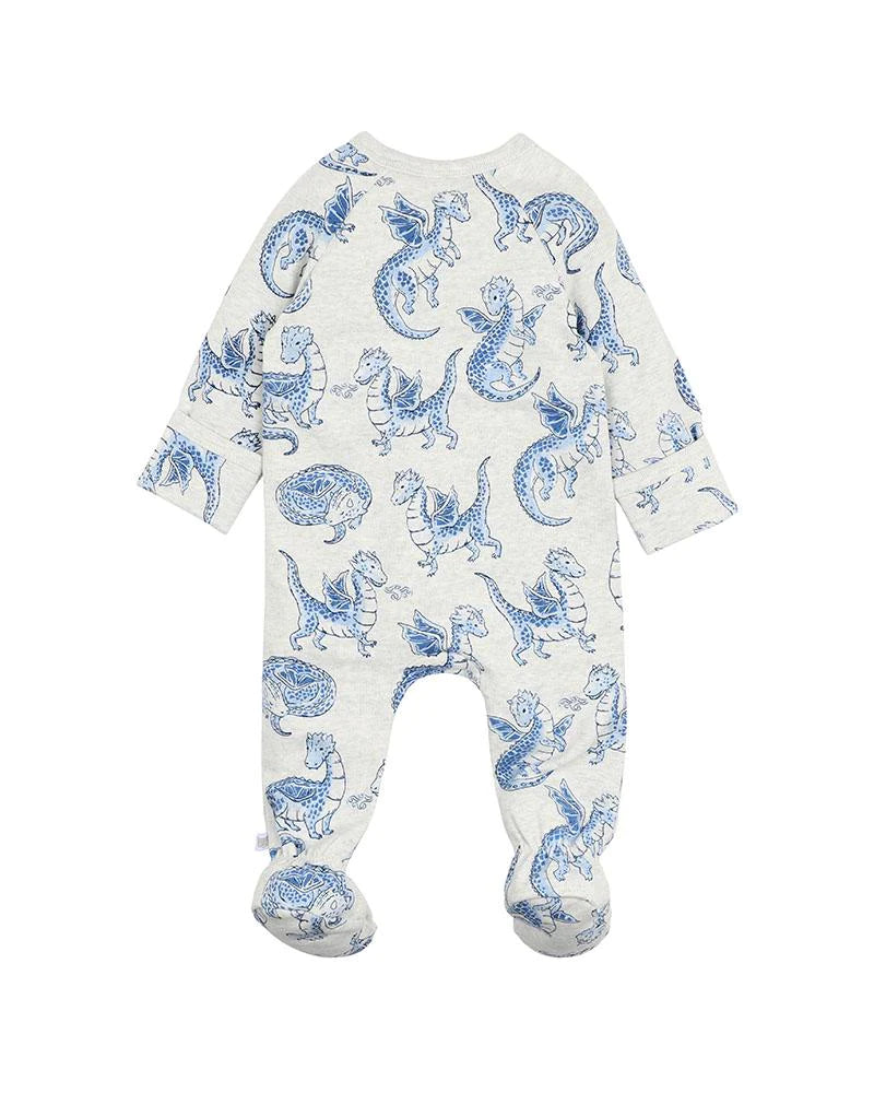 Bebe Dragon Print Long Sleeve Zip Onesie