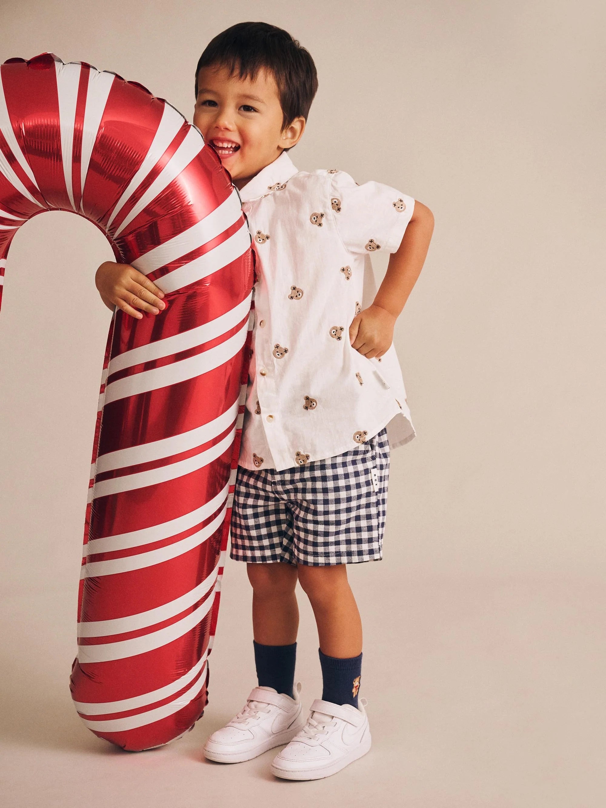 Huxbaby Shortsleeve Huxbear Button Up Crisp White