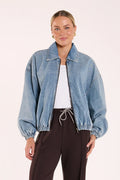 Feather & Noise Harrier Denim Bomber Washed Blue