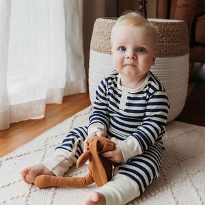 Snuggle Hunny Moonlight Stripe Organic Growsuit