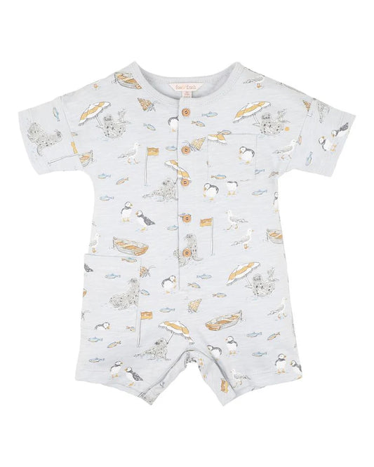 Fox & Finch Puffin Print Short Sleeve Romper