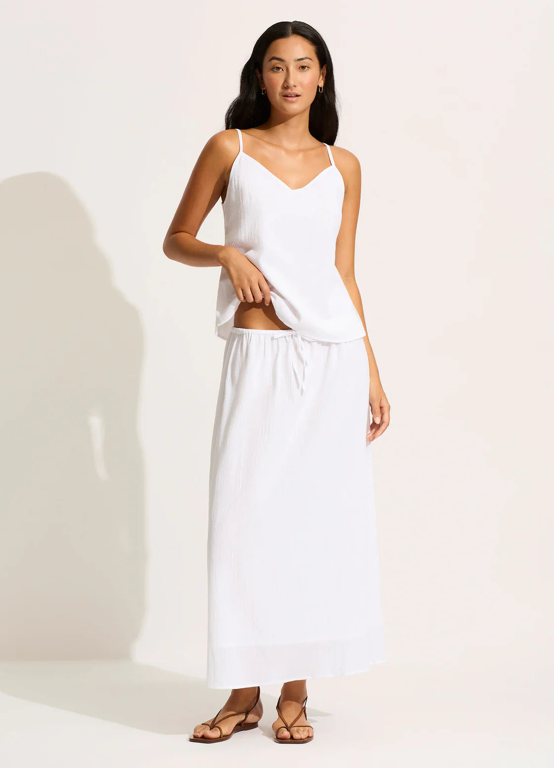 Sea Folly - Crinkle Maxi Skirt - White