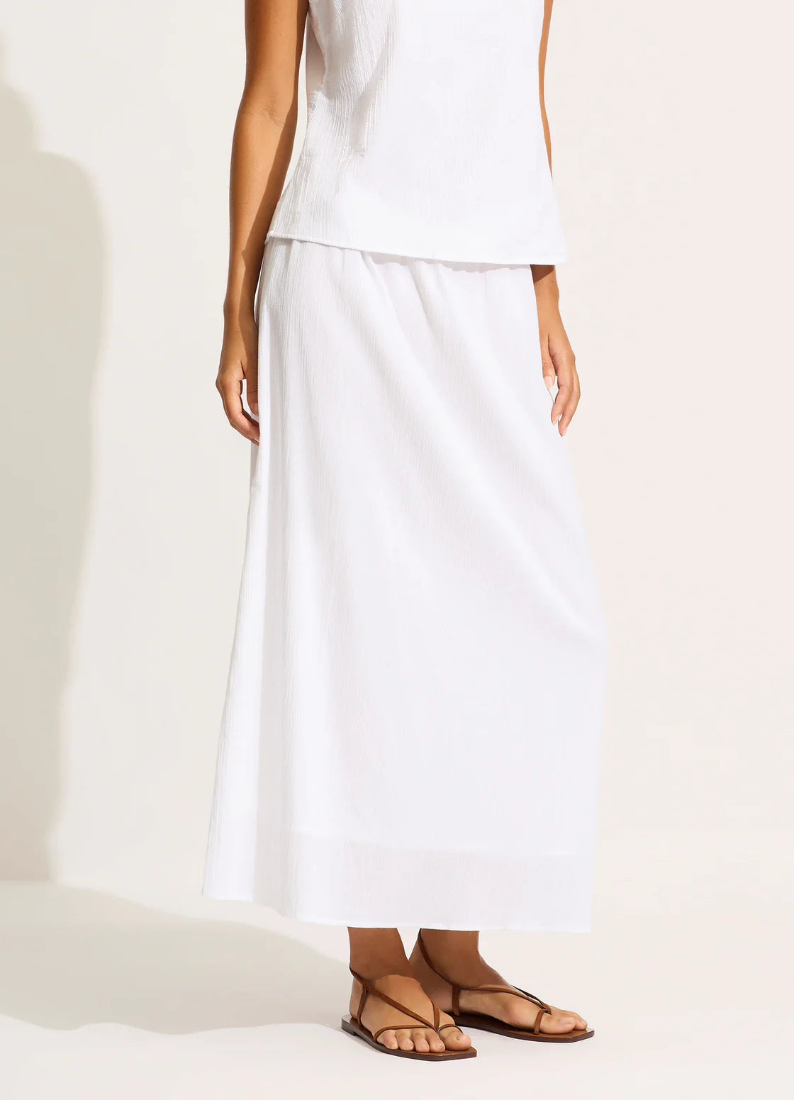 Sea Folly - Crinkle Maxi Skirt - White