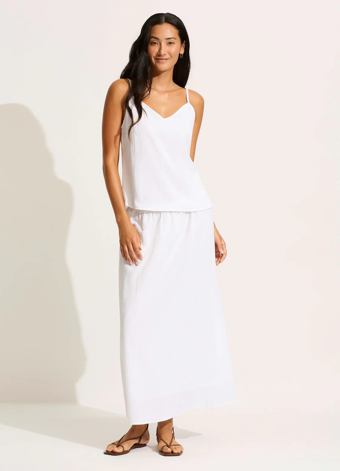 Sea Folly - Crinkle Maxi Skirt - White